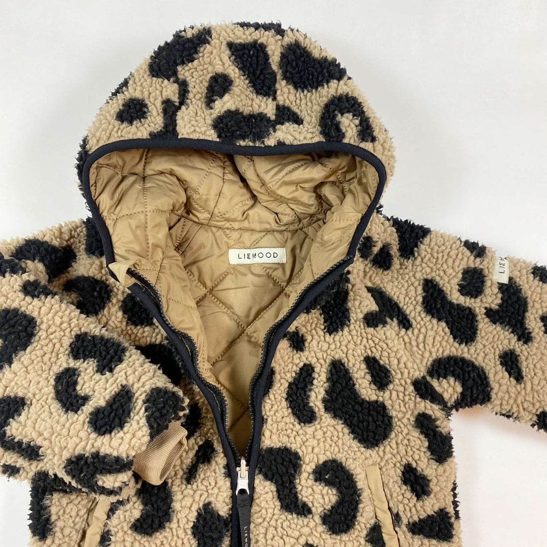 Liewood leopard hooded reversible sherpa jacket 4Y 2