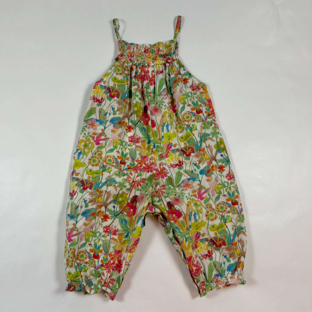 Bonpoint green floral smocked and embroidered jumpsuit 12M 1