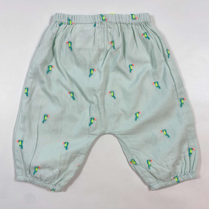 Bonheur du Jour mint toucan embroidered trousers 6M/68 3