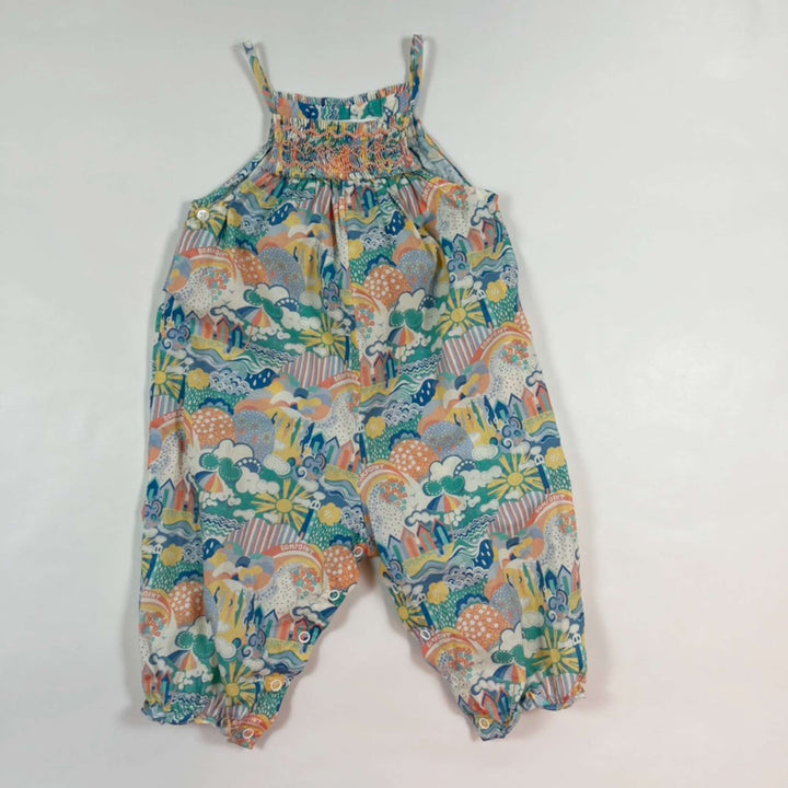 Bonpoint blue landscape smocked and embroidered jupmsuit 12M 1