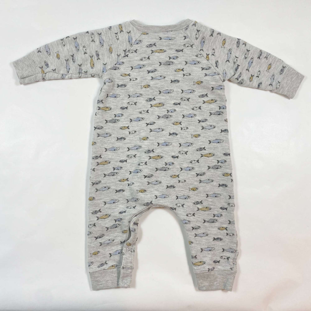 Petit Bateau grey fish print jumpsuit 12M/74 2