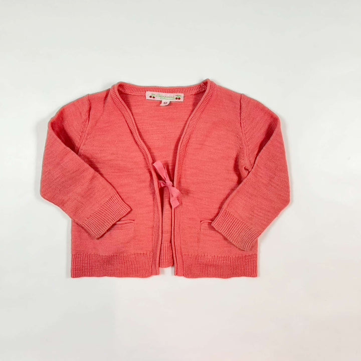 Bonpoint coral linen mix knit wrap cardigan 12M 1