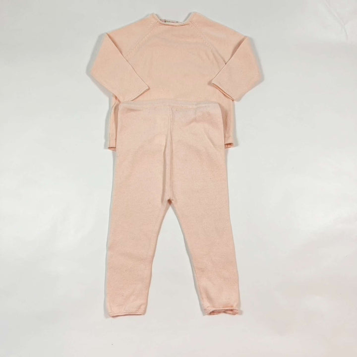 Bonpoint pink knit wrap top & leggings set 6M 3