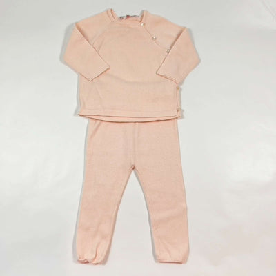 Bonpoint pink knit wrap top & leggings set 6M 1