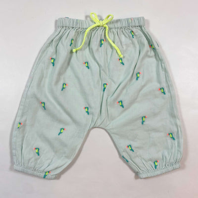 Bonheur du Jour mint toucan embroidered trousers 6M/68 1