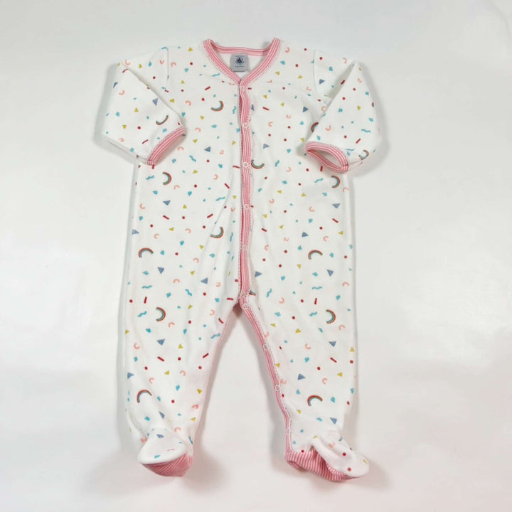 Petit Bateau white rainbow velour pyjama 12M/74 1