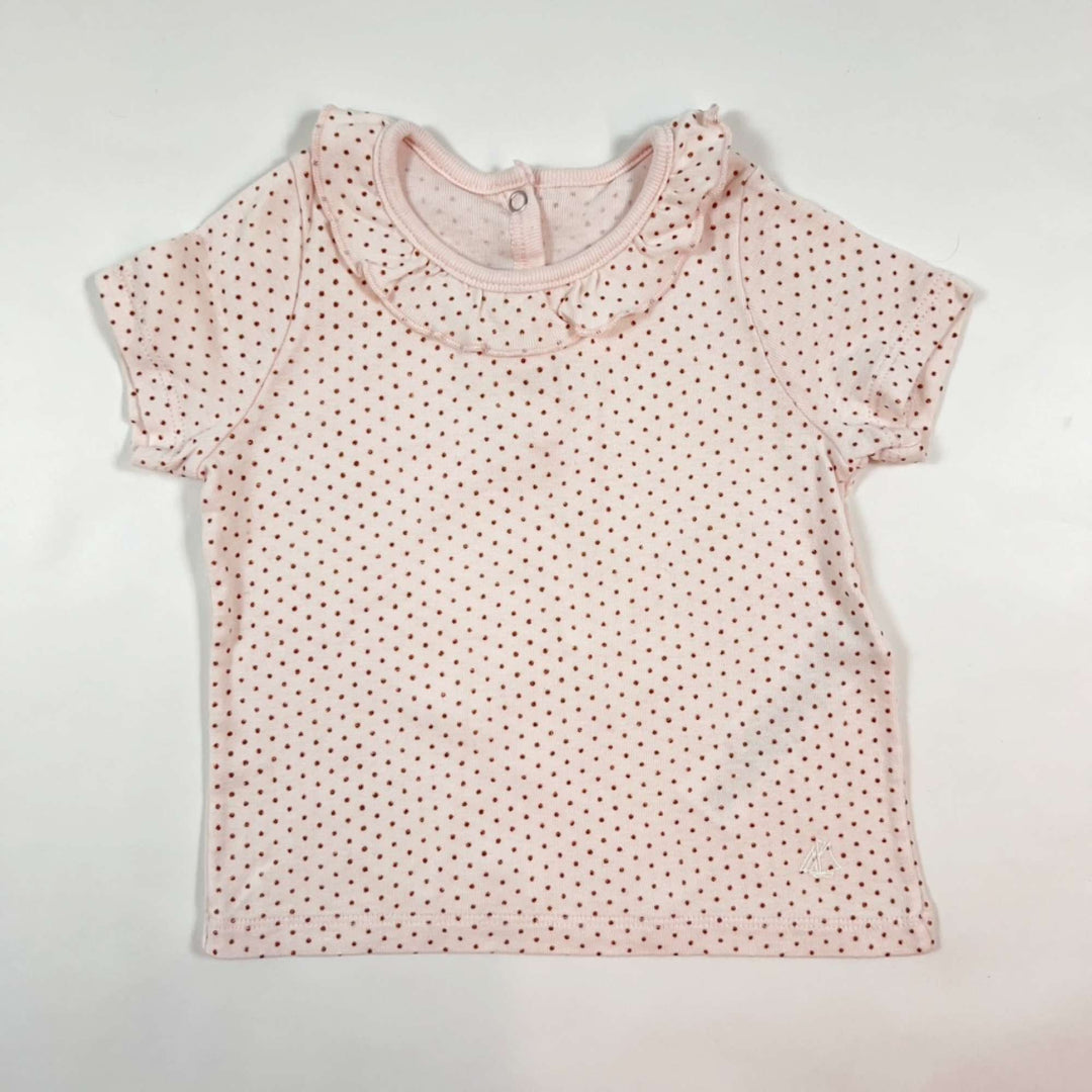 Petit Bateau pink dot t-shirt with collar 12M/74 1