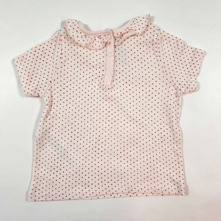 Petit Bateau pink dot t-shirt with collar 12M/74 2