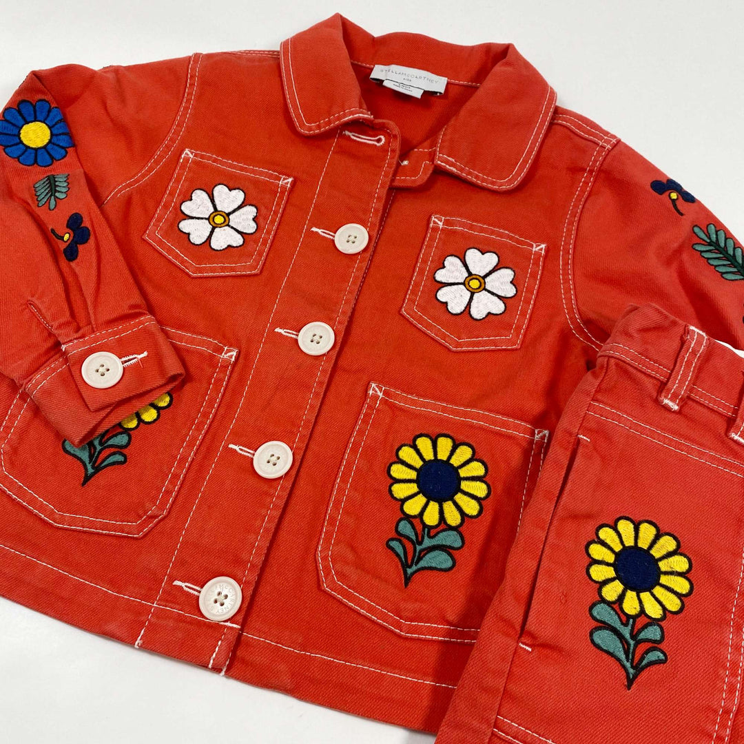 Stella McCartney Kids red floral power denim set 3Y 2