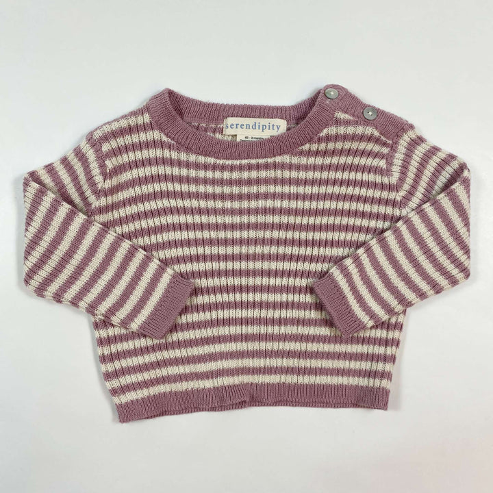 Serendipity Organics soft purple striped knit sweater 62/3M 1