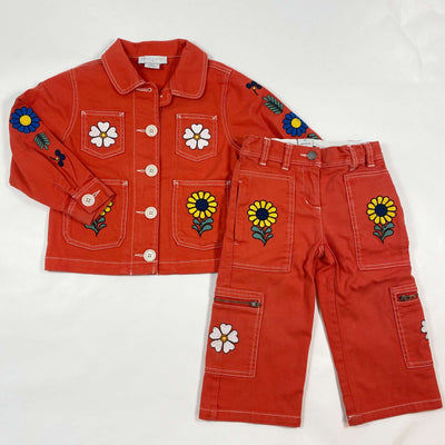 Stella McCartney Kids red floral power denim set 3Y 1