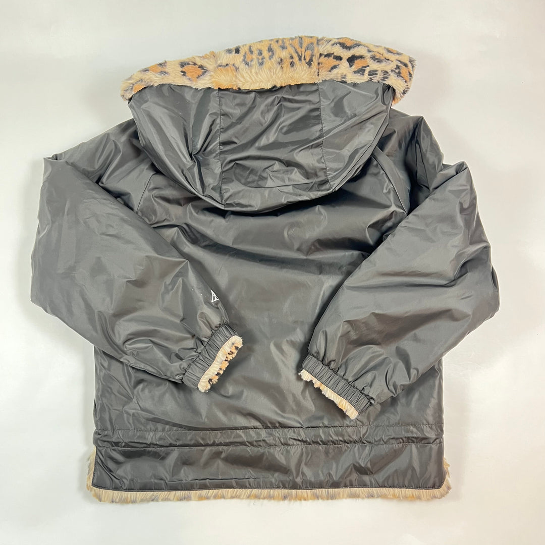 Bellerose black nylon to leopard faux fur reversible jacket 10Y
