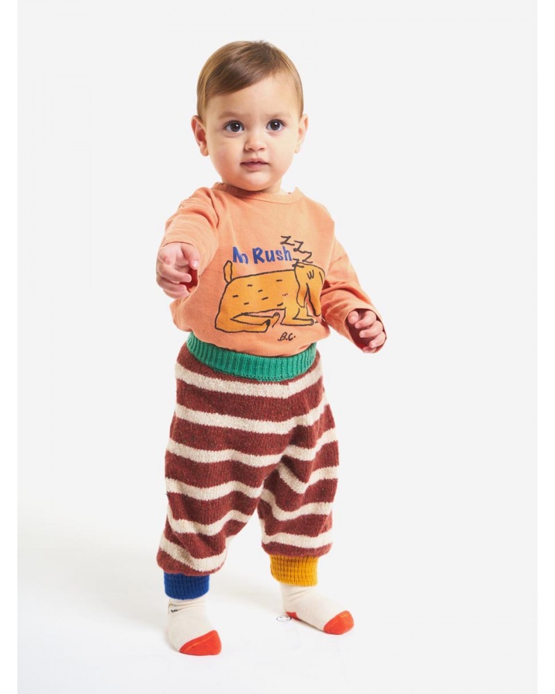 Bobo Choses brown bold striped baby knit trousers  Second Season diff. sizes