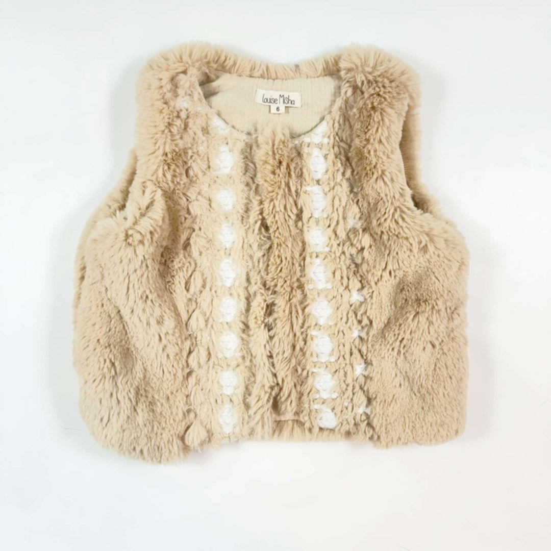 Louise Misha beige faux fur gilet with embroideries 6Y/116 1