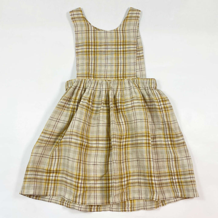 Nellie Quats brown check linen pinafore 5-6Y 1