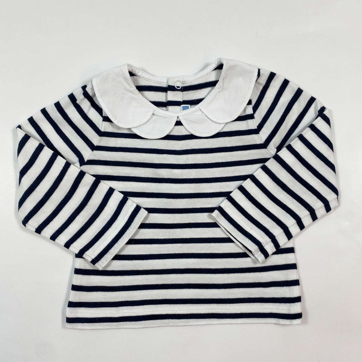 Jacadi navy stripe petal collar blouse 18M/81 1