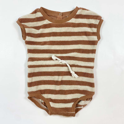 Quincy Mae brown striped terry romper 3-6M 1