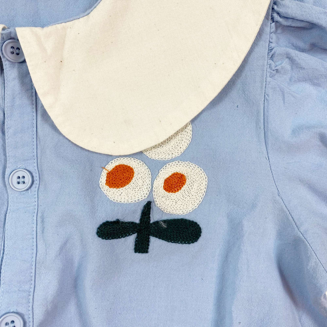 Jelly Mallow sky blue embroidered blouse 6-7Y/120 3