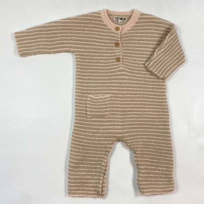 Bonton soft beige/pink knitted wool alpaca blend jumpsuit 12M 1