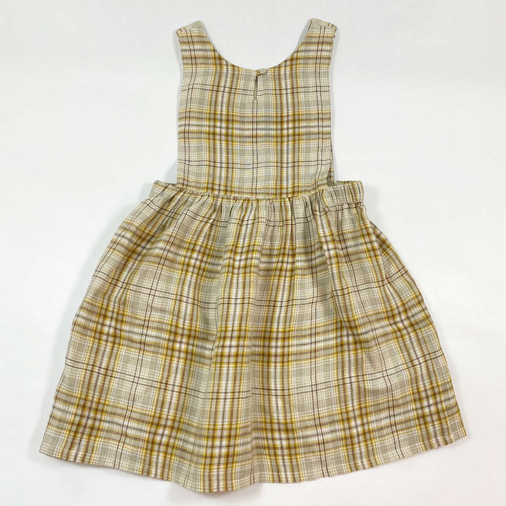 Nellie Quats brown check linen pinafore 5-6Y 2