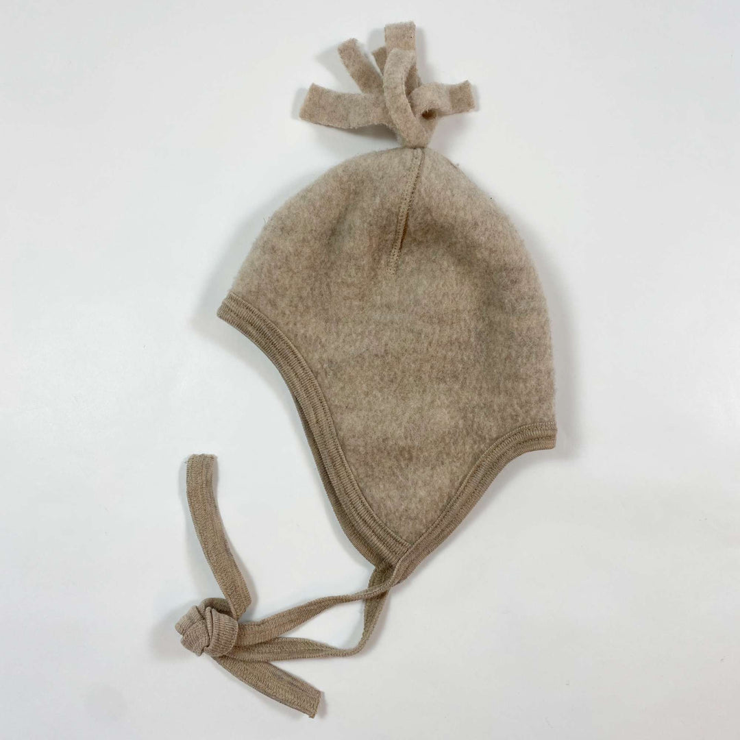 Engel beige melange organic wool fleece baby hat 74/80 1