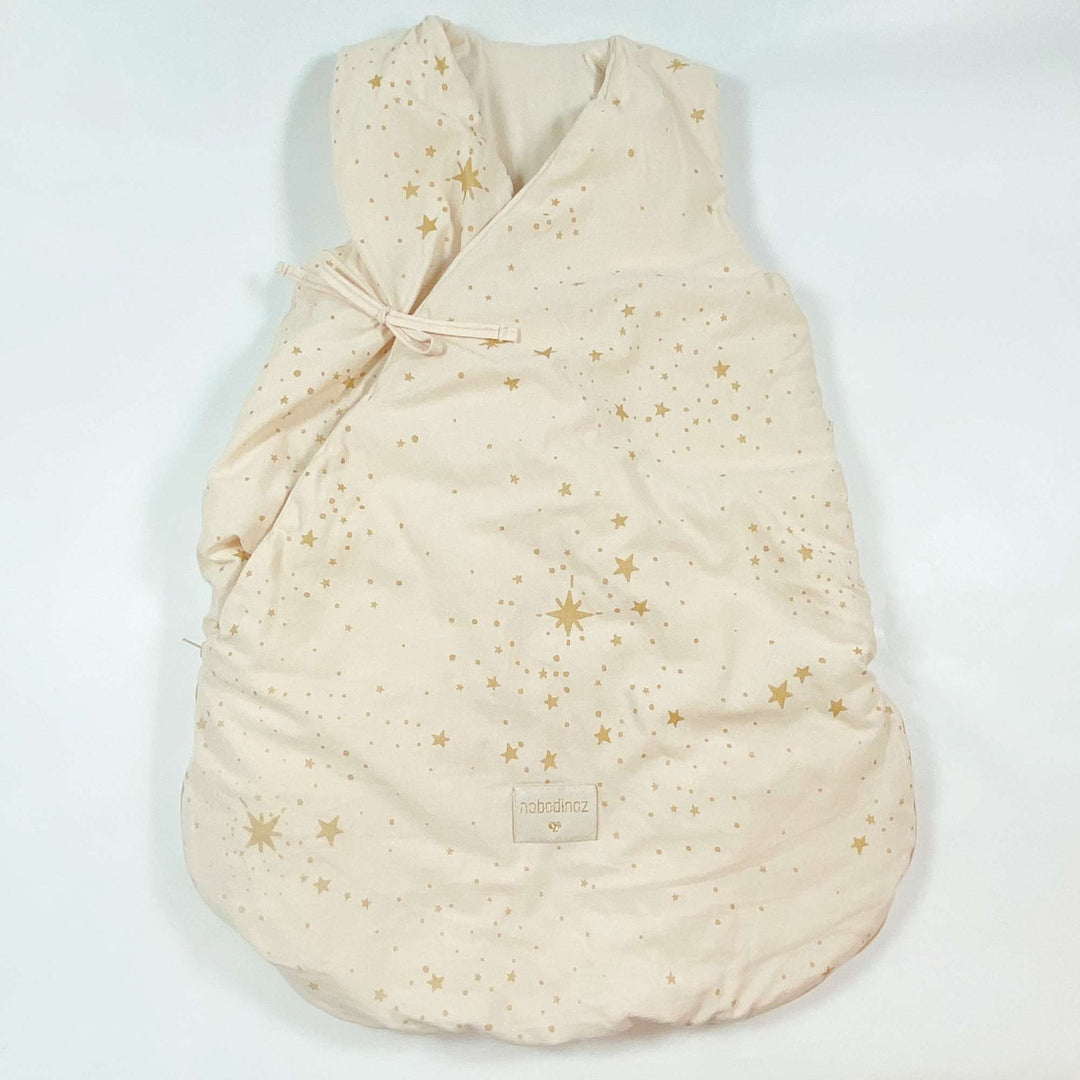 Nobodinoz dusty pink star print padded organic cotton sleeping bag 65cm 1