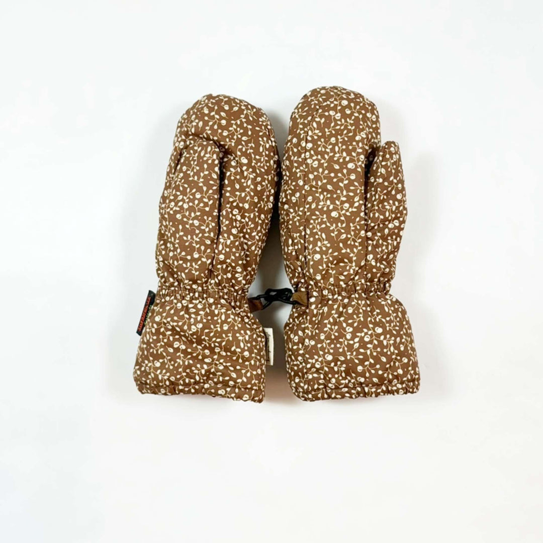 Konges Slojd brown floral Thermolite mittens 4-5Y 2