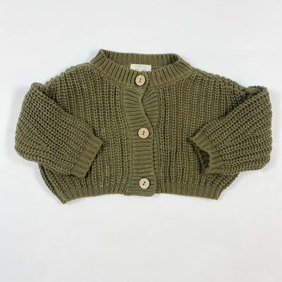 The Simple Folk dark khaki heavy knit organic cotton cardigan 0-3M 1