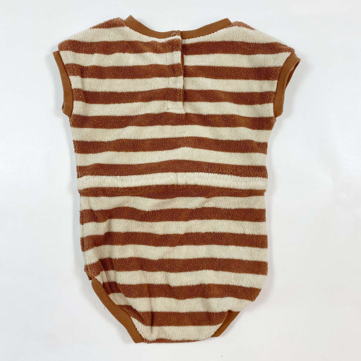 Quincy Mae brown striped terry romper 3-6M 2