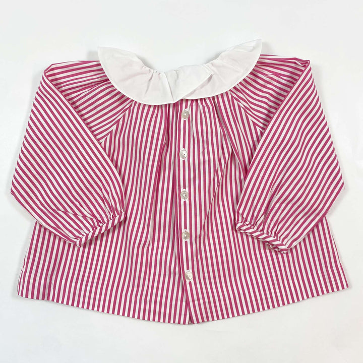 Jacadi pink stripe clown collar blouse 18M/81 2