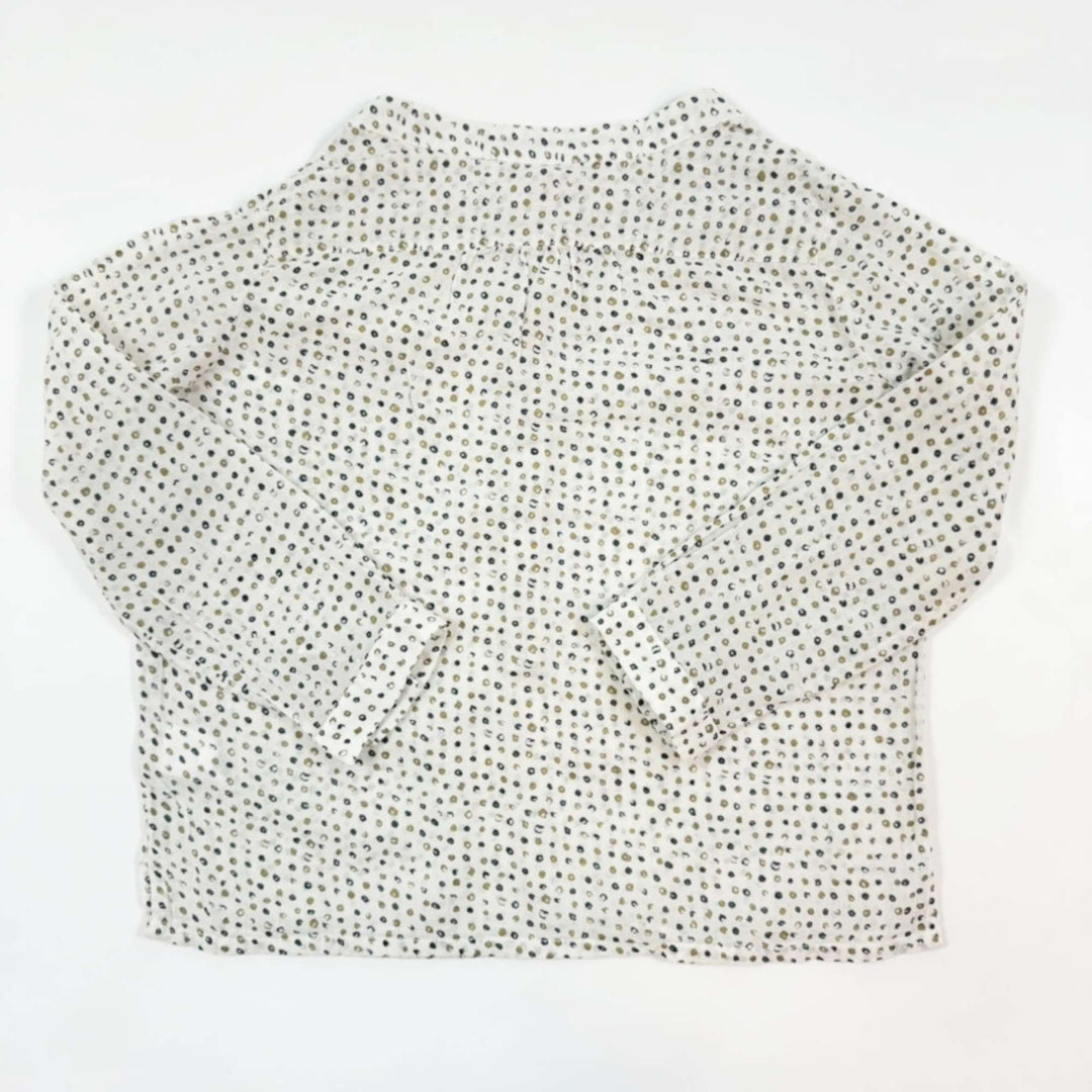 Bonpoint beige block print grandpa collar blouse 3Y 2