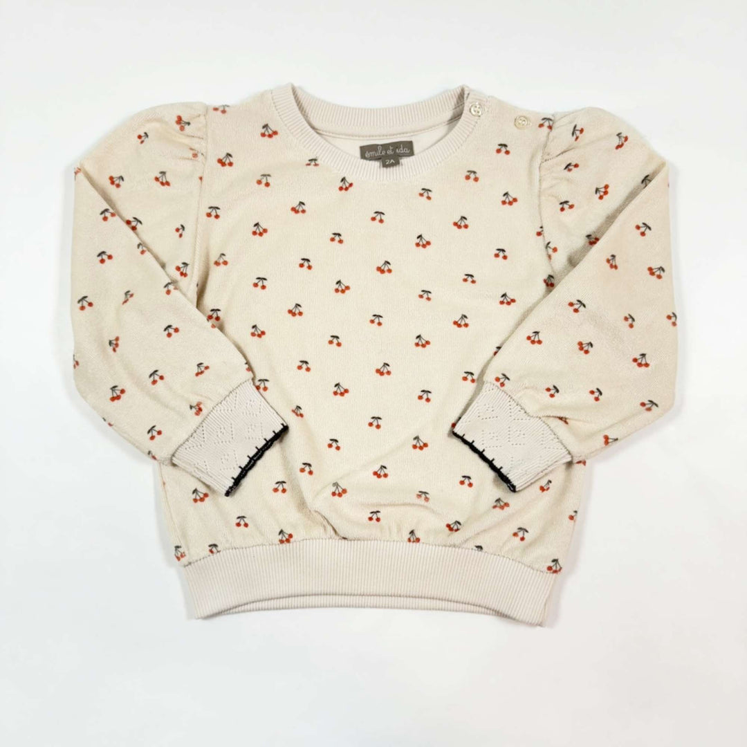 Emile et Ida beige cherry terry sweatshirt 2A 1