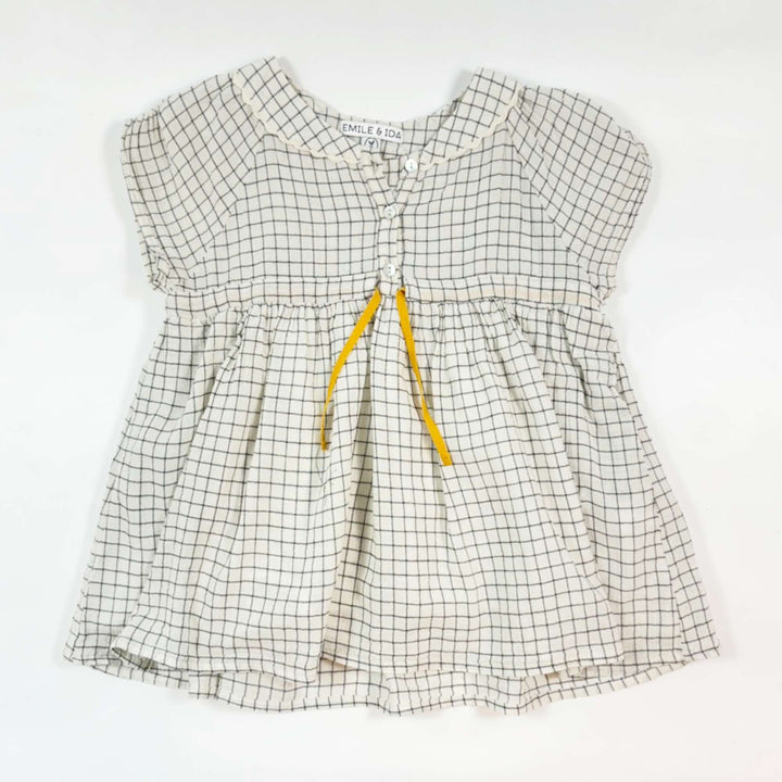 Emile et Ida beige checked gauze summer dress 3Y 1