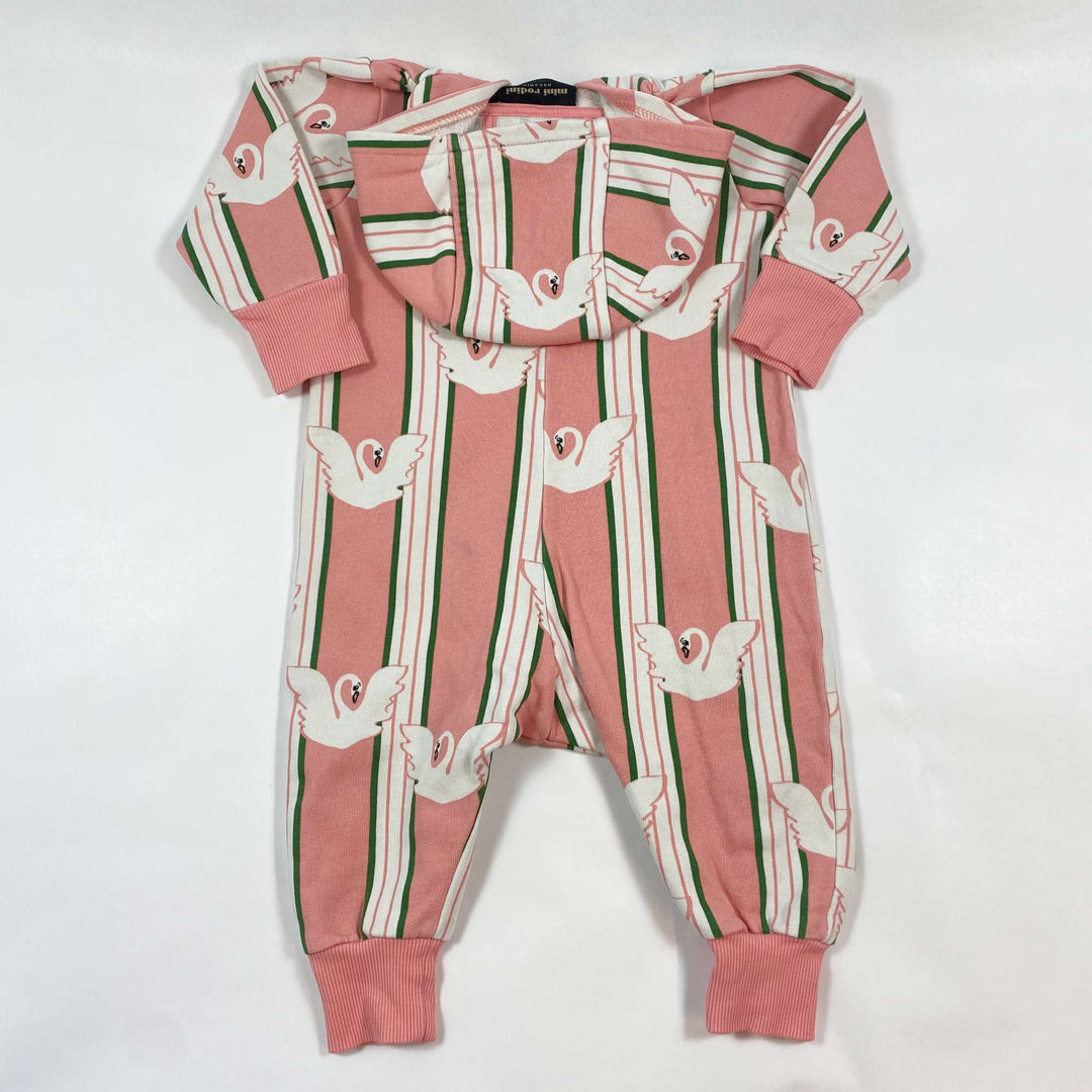 Mini Rodini pink swans zip jumpsuit 74 3
