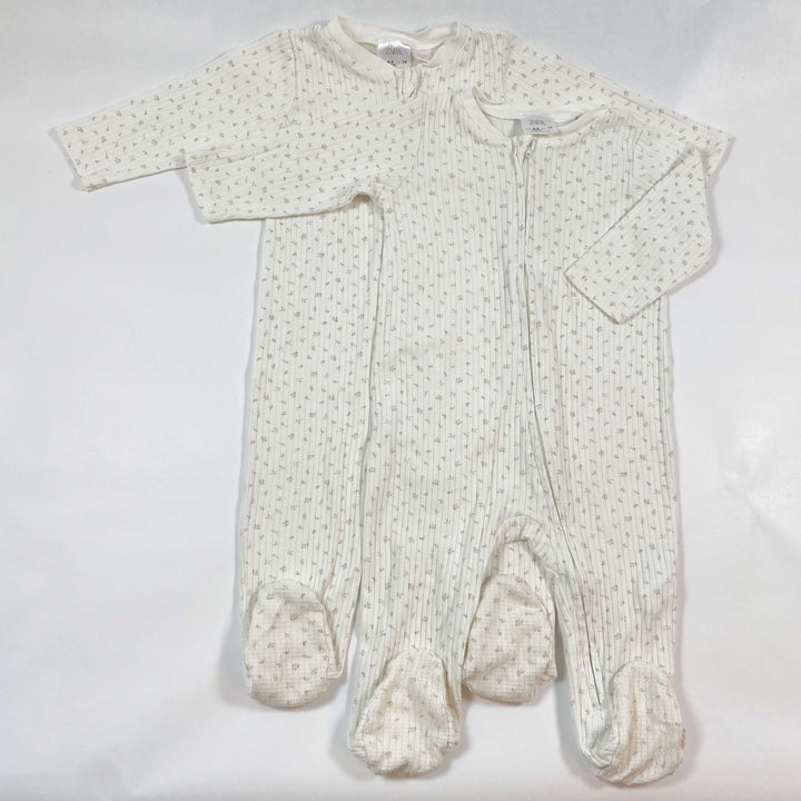 Zara small floral rib zip pyjama set of 2 6-9M/74 1