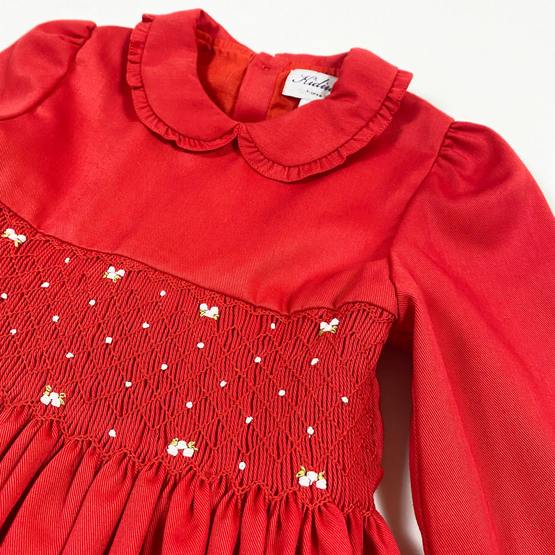 Kidiwi red smocked festive dress Second Season 8Y 2