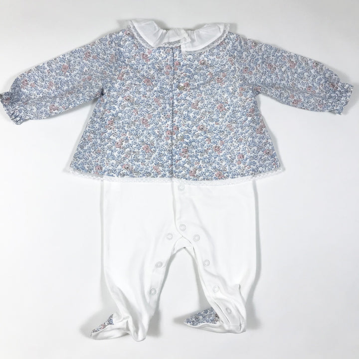 Pureté du Bebe blue floral print blouse and body one-piece 3M