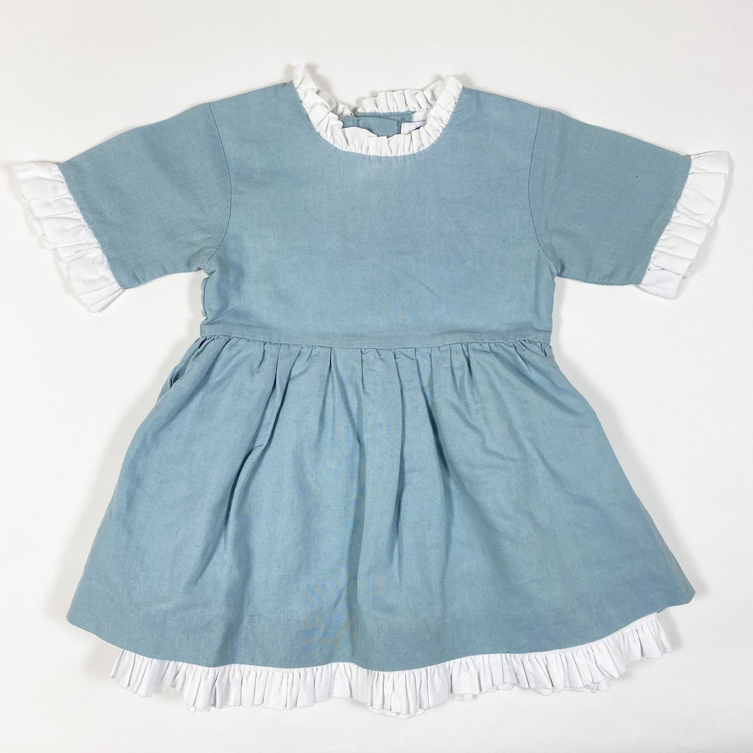 Patricia Mendiluce teal short-sleeved dress with white detailing 3Y