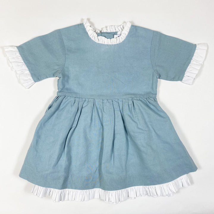 Patricia Mendiluce teal short-sleeved dress with white detailing 3Y