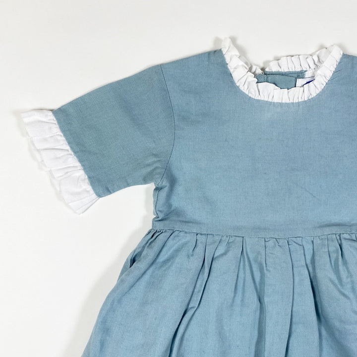 Patricia Mendiluce teal short-sleeved dress with white detailing 3Y