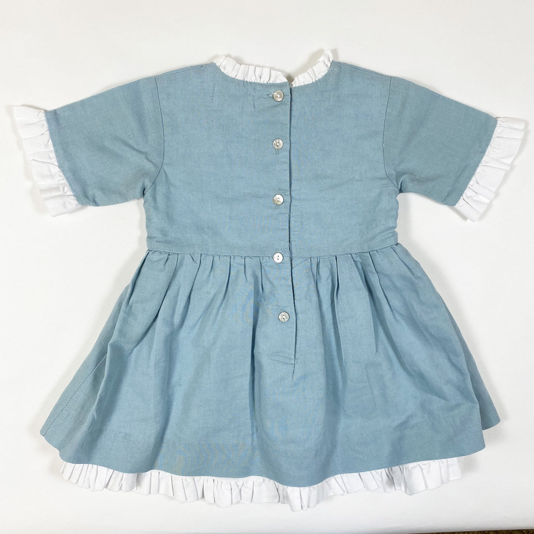 Patricia Mendiluce teal short-sleeved dress with white detailing 3Y