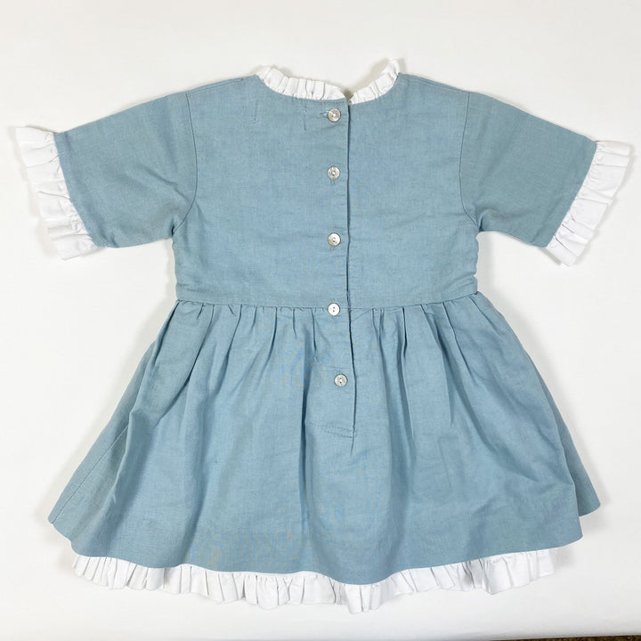 Patricia Mendiluce teal short-sleeved dress with white detailing 3Y