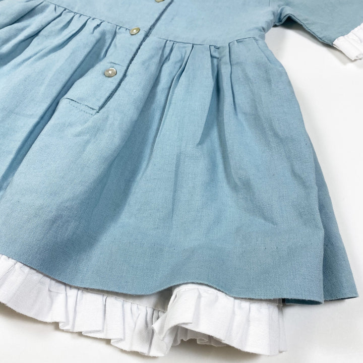 Patricia Mendiluce teal short-sleeved dress with white detailing 3Y