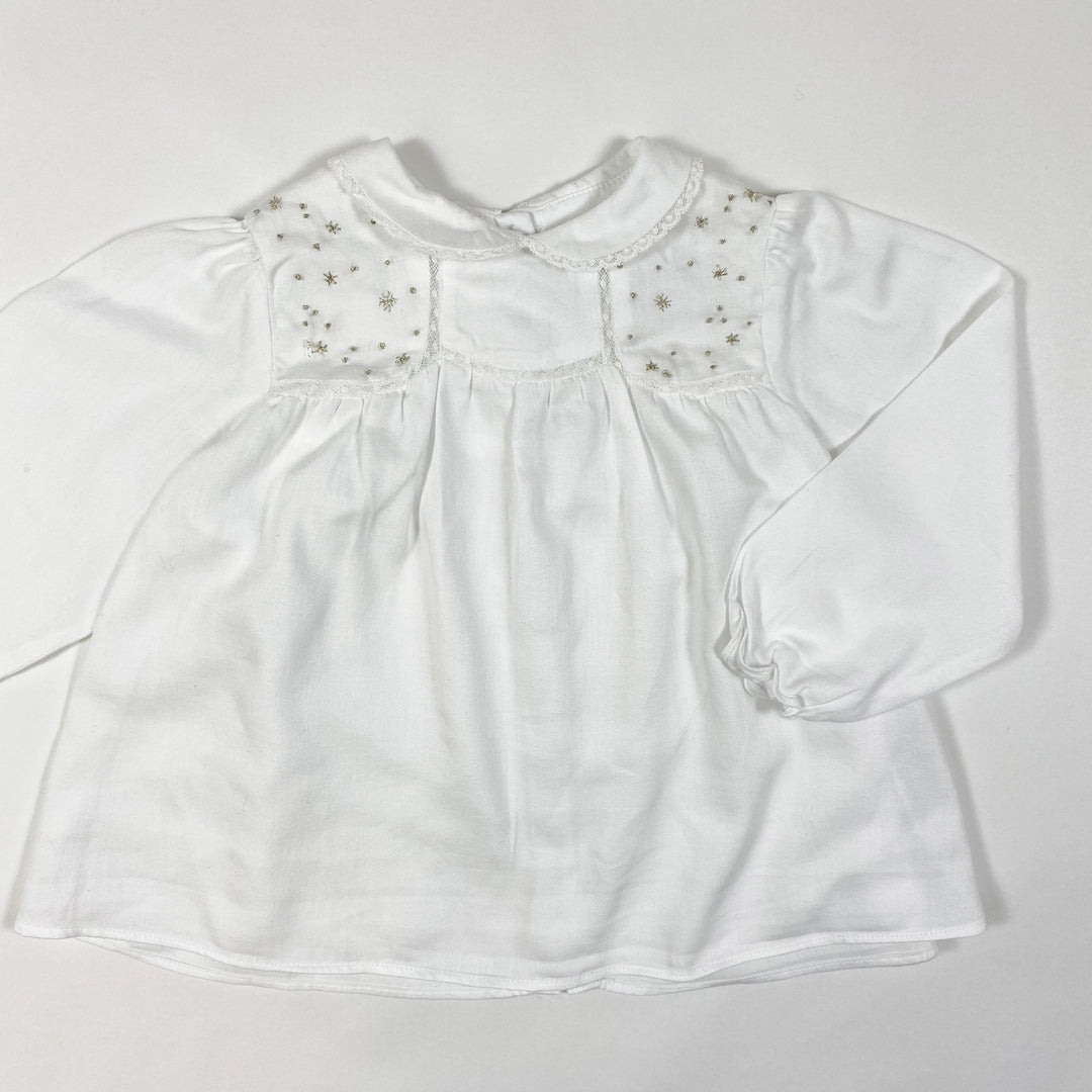 Tartine et Chocolat white long-sleeved blouse with golden embroidery 2Y