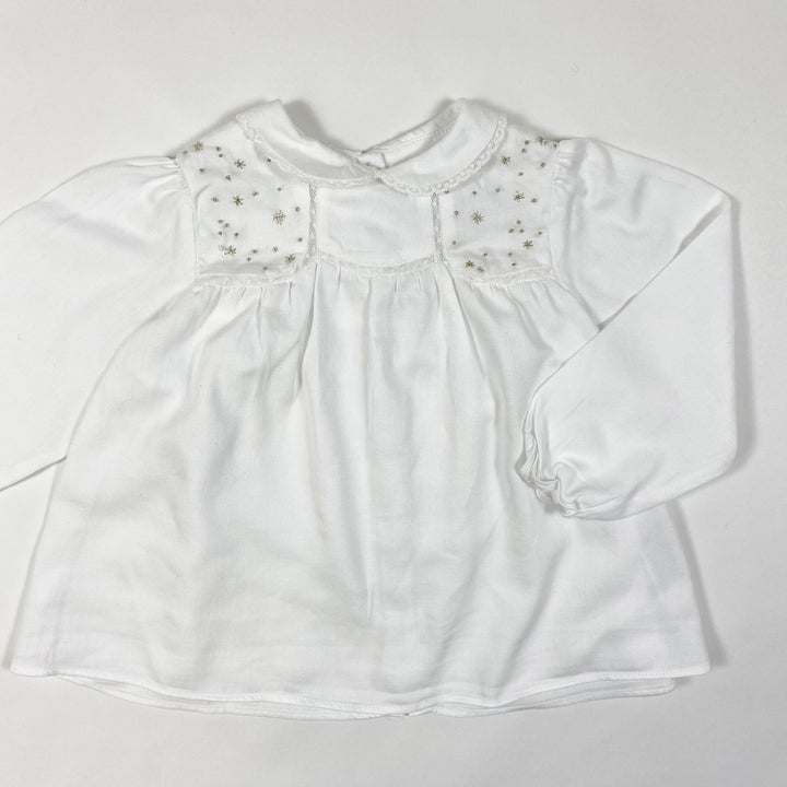 Tartine et Chocolat white long-sleeved blouse with golden embroidery 2Y