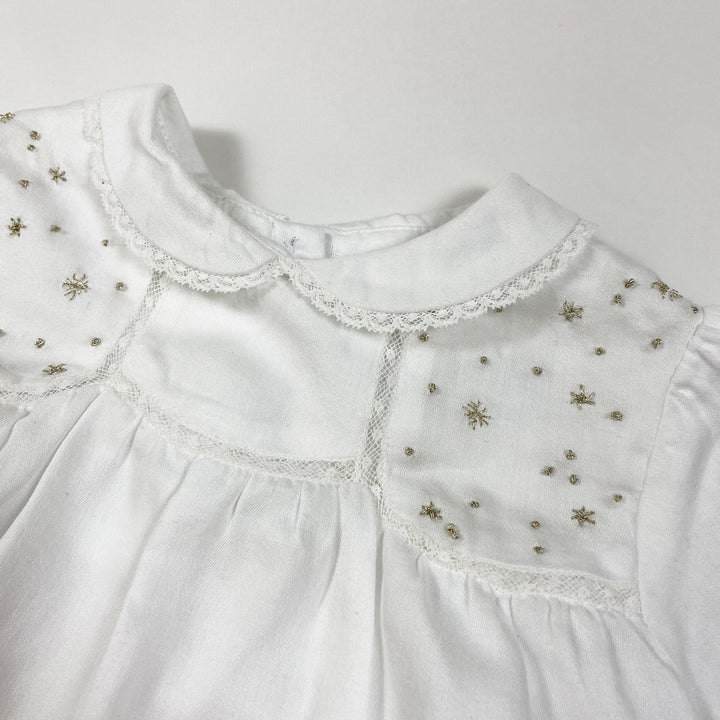 Tartine et Chocolat white long-sleeved blouse with golden embroidery 2Y