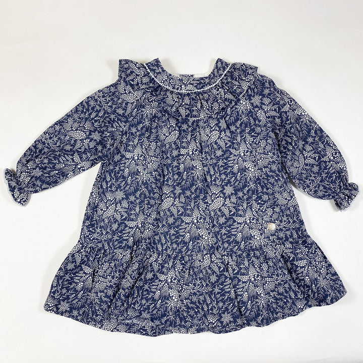 Pili Carrera blue star print long-sleeved collared dress with bloomers 4Y/101-107