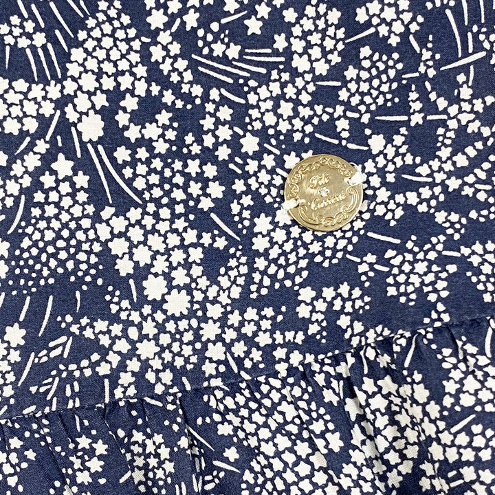 Pili Carrera blue star print long-sleeved collared dress with bloomers 4Y/101-107