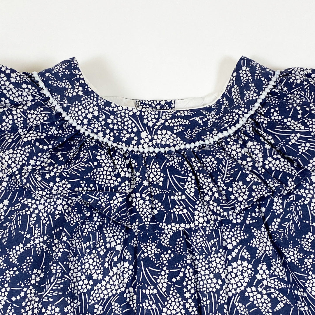 Pili Carrera blue star print long-sleeved collared dress with bloomers 4Y/101-107