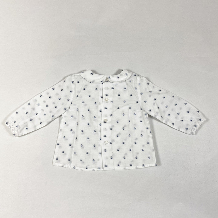 Zara white long-sleeved blouse with peter pan collar and boat print 6-9M/74